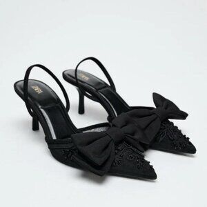 ZARA RHINESTONE HEELED SLINGBACKS